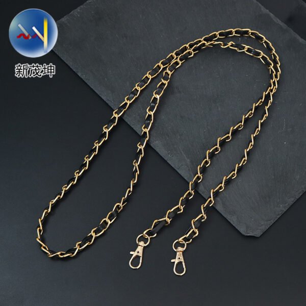 Leather-covered aluminum chain bag strap with metal dog buckle Shoulder bag chain Crossbody bag strap Leather handbag strap Accessories