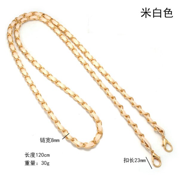 Leather-covered aluminum chain bag strap with metal dog buckle Shoulder bag chain Crossbody bag strap Leather handbag strap Accessories