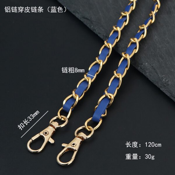 Leather-covered aluminum chain bag strap with metal dog buckle Shoulder bag chain Crossbody bag strap Leather handbag strap Accessories