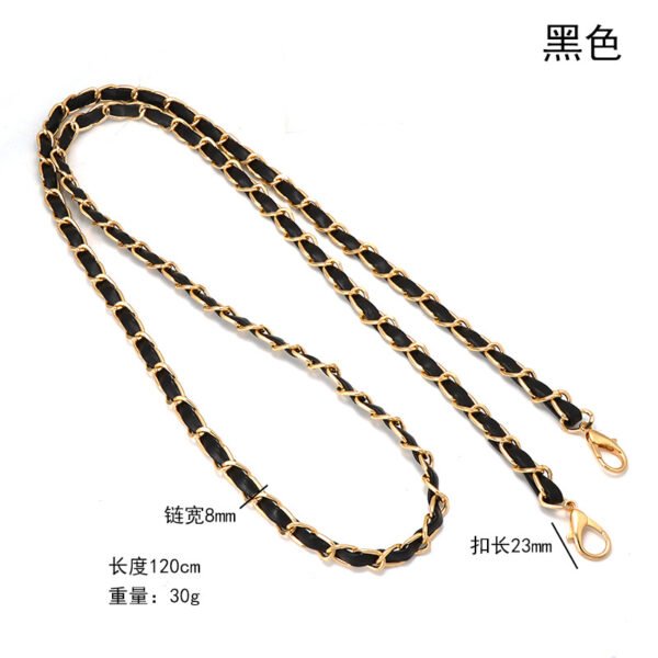 Leather-covered aluminum chain bag strap with metal dog buckle Shoulder bag chain Crossbody bag strap Leather handbag strap Accessories